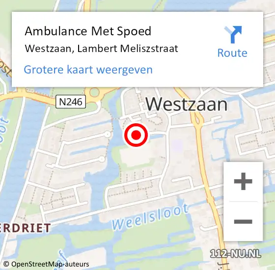 Locatie op kaart van de 112 melding: Ambulance Met Spoed Naar Westzaan, Lambert Meliszstraat op 14 april 2018 09:25