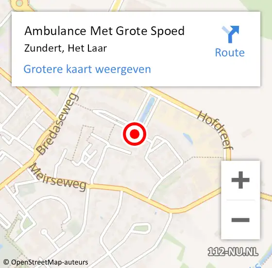 Locatie op kaart van de 112 melding: Ambulance Met Grote Spoed Naar Zundert, Het Laar op 14 april 2018 09:36