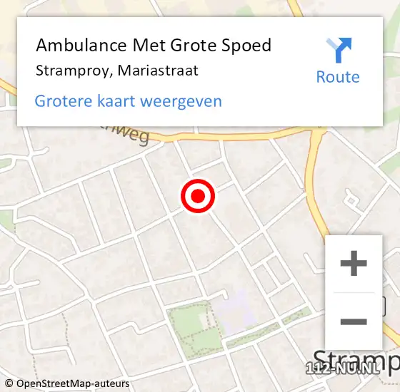 Locatie op kaart van de 112 melding: Ambulance Met Grote Spoed Naar Stramproy, Mariastraat op 14 april 2018 10:09