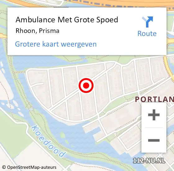 Locatie op kaart van de 112 melding: Ambulance Met Grote Spoed Naar Rhoon, Prisma op 14 april 2018 10:11