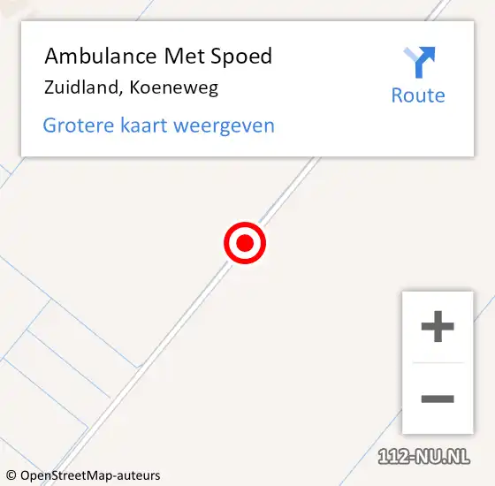 Locatie op kaart van de 112 melding: Ambulance Met Spoed Naar Zuidland, Koeneweg op 14 april 2018 10:52