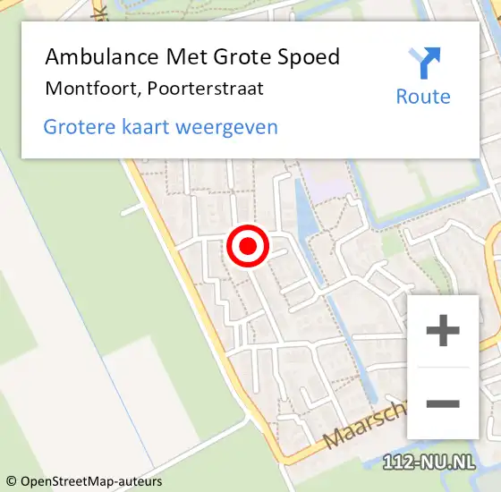 Locatie op kaart van de 112 melding: Ambulance Met Grote Spoed Naar Montfoort, Poorterstraat op 14 april 2018 11:07