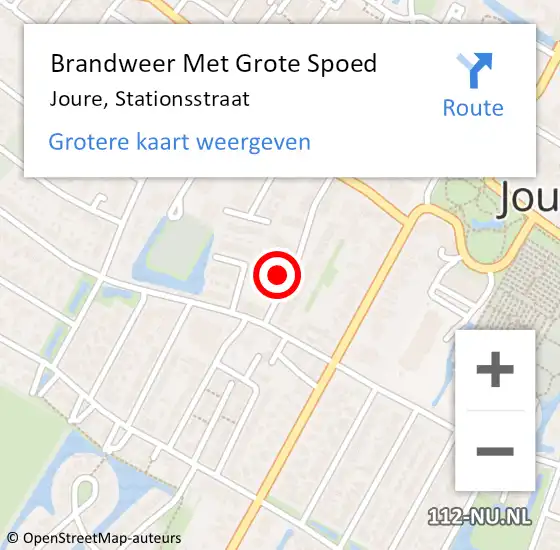 Locatie op kaart van de 112 melding: Brandweer Met Grote Spoed Naar Joure, Stationsstraat op 14 april 2018 11:52