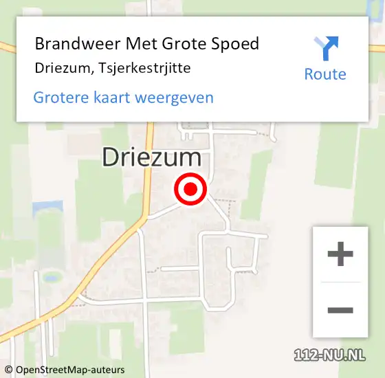 Locatie op kaart van de 112 melding: Brandweer Met Grote Spoed Naar Driezum, Tsjerkestrjitte op 14 april 2018 12:09