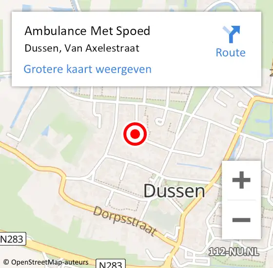 Locatie op kaart van de 112 melding: Ambulance Met Spoed Naar Dussen, Van Axelestraat op 14 april 2018 12:42