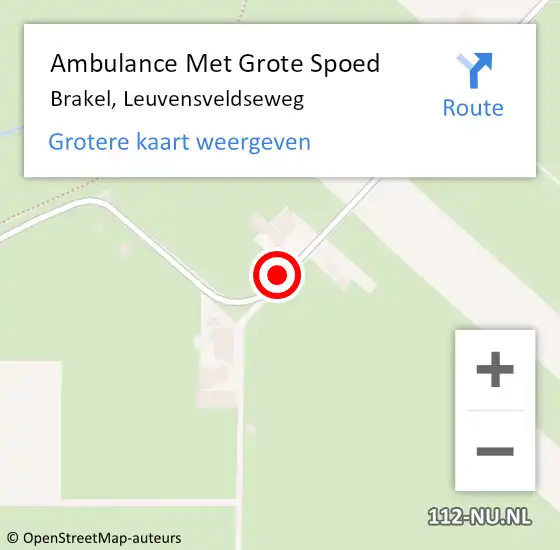 Locatie op kaart van de 112 melding: Ambulance Met Grote Spoed Naar Brakel, Leuvensveldseweg op 14 april 2018 13:10
