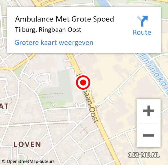 Locatie op kaart van de 112 melding: Ambulance Met Grote Spoed Naar Tilburg, Ringbaan Oost op 14 april 2018 14:06