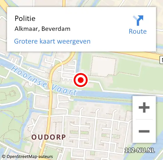 Locatie op kaart van de 112 melding: Politie Alkmaar, Beverdam op 14 april 2018 14:49