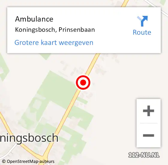 Locatie op kaart van de 112 melding: Ambulance Koningsbosch, Prinsenbaan op 14 april 2018 15:02