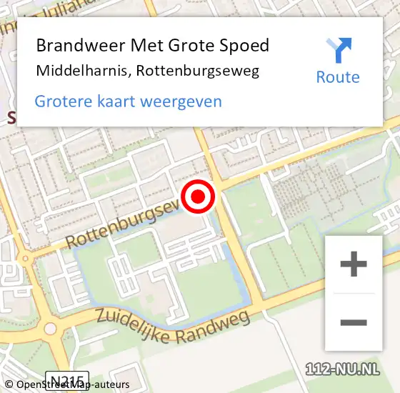 Locatie op kaart van de 112 melding: Brandweer Met Grote Spoed Naar Middelharnis, Rottenburgseweg op 14 april 2018 15:14