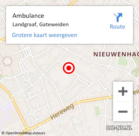 Locatie op kaart van de 112 melding: Ambulance Landgraaf, Gateweiden op 22 februari 2014 03:39