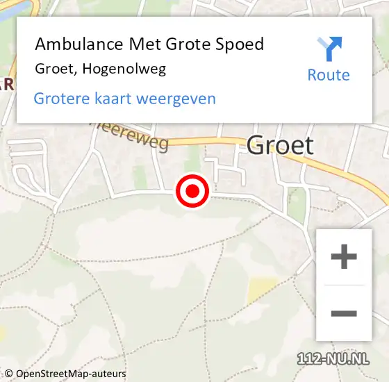 Locatie op kaart van de 112 melding: Ambulance Met Grote Spoed Naar Groet, Hogenolweg op 14 april 2018 15:25