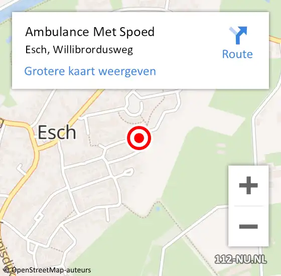 Locatie op kaart van de 112 melding: Ambulance Met Spoed Naar Esch, Willibrordusweg op 14 april 2018 15:28