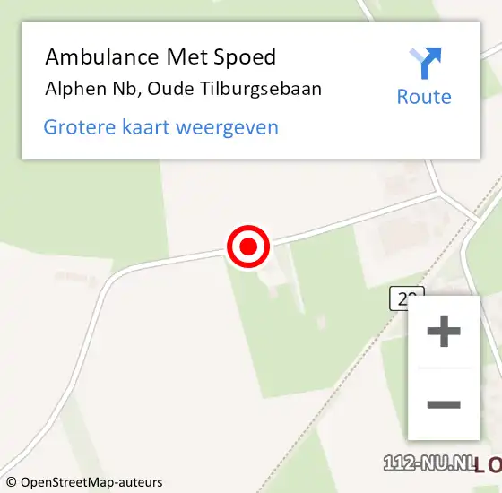 Locatie op kaart van de 112 melding: Ambulance Met Spoed Naar Alphen Nb, Oude Tilburgsebaan op 14 april 2018 15:40