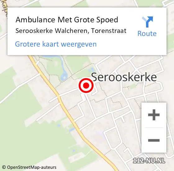 Locatie op kaart van de 112 melding: Ambulance Met Grote Spoed Naar Serooskerke Walcheren, Torenstraat op 22 februari 2014 03:58