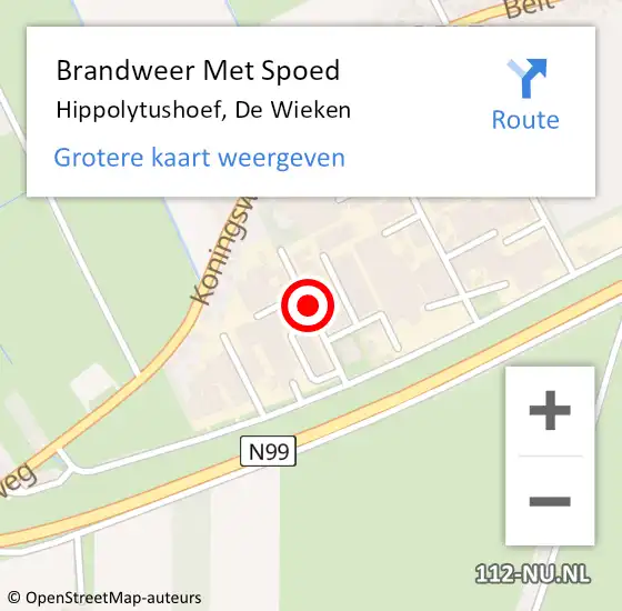 Locatie op kaart van de 112 melding: Brandweer Met Spoed Naar Hippolytushoef, De Wieken op 14 april 2018 16:17