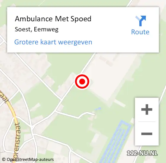 Locatie op kaart van de 112 melding: Ambulance Met Spoed Naar Soest, Eemweg op 14 april 2018 16:22