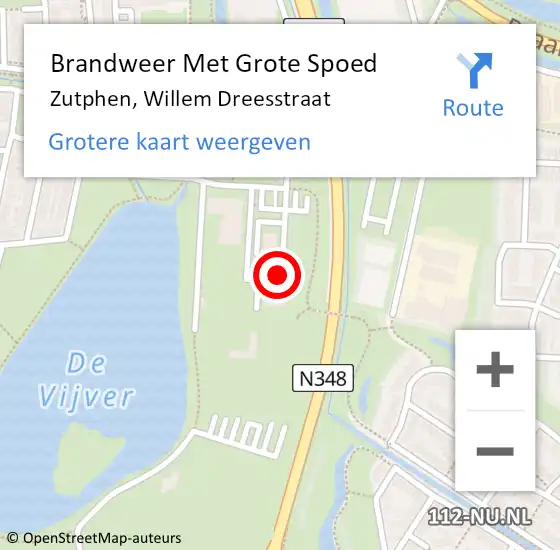 Locatie op kaart van de 112 melding: Brandweer Met Grote Spoed Naar Zutphen, Willem Dreesstraat op 14 april 2018 16:53