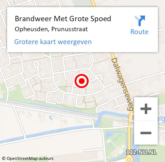 Locatie op kaart van de 112 melding: Brandweer Met Grote Spoed Naar Opheusden, Prunusstraat op 14 april 2018 16:54