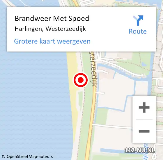 Locatie op kaart van de 112 melding: Brandweer Met Spoed Naar Harlingen, Westerzeedijk op 14 april 2018 16:58