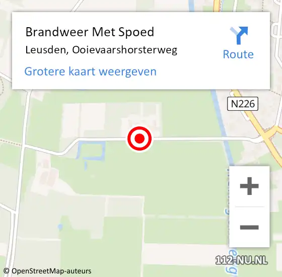 Locatie op kaart van de 112 melding: Brandweer Met Spoed Naar Leusden, Ooievaarshorsterweg op 14 april 2018 16:59