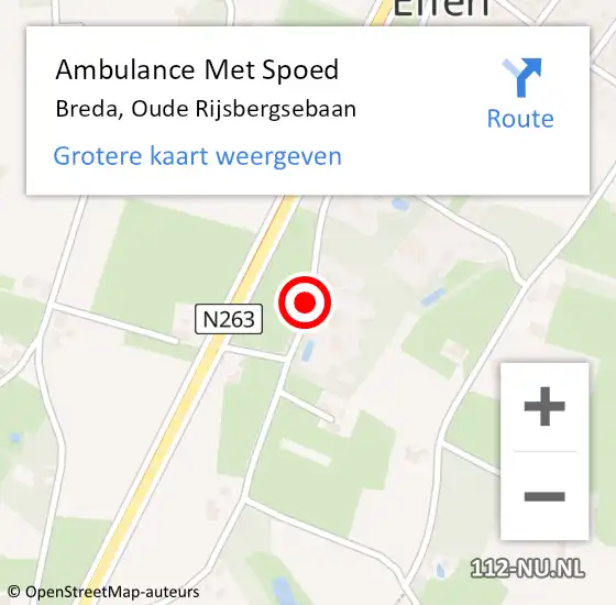 Locatie op kaart van de 112 melding: Ambulance Met Spoed Naar Breda, Oude Rijsbergsebaan op 14 april 2018 18:13