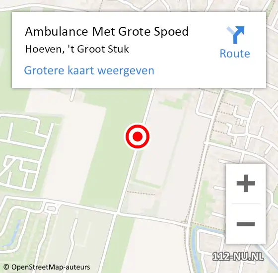 Locatie op kaart van de 112 melding: Ambulance Met Grote Spoed Naar Hoeven, 't Groot Stuk op 14 april 2018 18:41