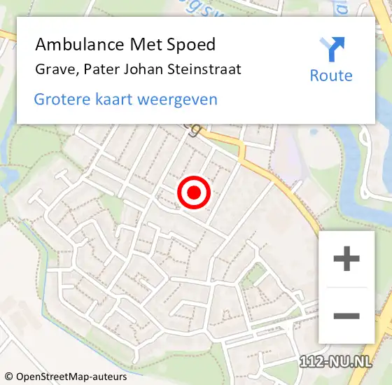 Locatie op kaart van de 112 melding: Ambulance Met Spoed Naar Grave, Pater Johan Steinstraat op 14 april 2018 18:49