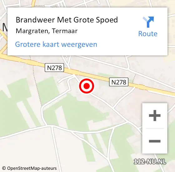 Locatie op kaart van de 112 melding: Brandweer Met Grote Spoed Naar Margraten, Termaar op 14 april 2018 19:08