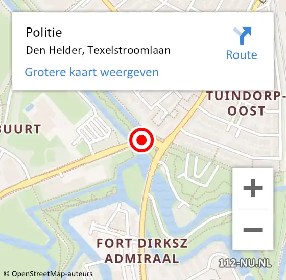Locatie op kaart van de 112 melding: Politie Den Helder, Texelstroomlaan op 14 april 2018 19:12