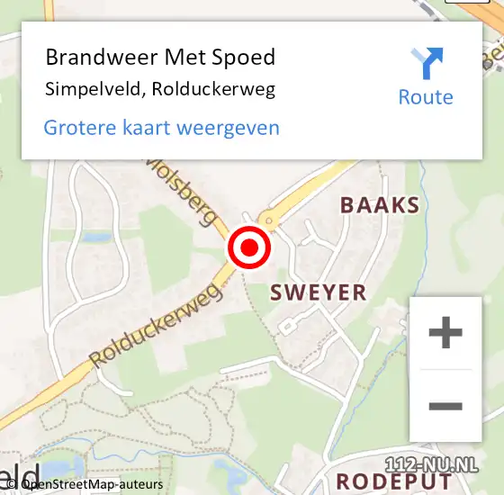 Locatie op kaart van de 112 melding: Brandweer Met Spoed Naar Simpelveld, Rolduckerweg op 14 april 2018 19:21