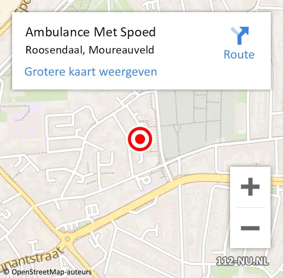 Locatie op kaart van de 112 melding: Ambulance Met Spoed Naar Roosendaal, Moureauveld op 14 april 2018 19:53