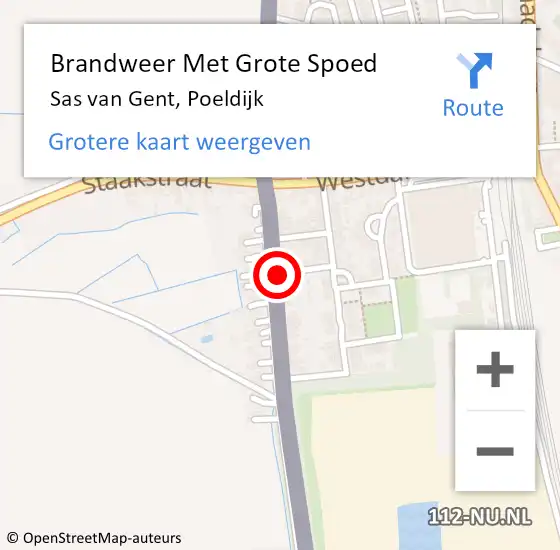 Locatie op kaart van de 112 melding: Brandweer Met Grote Spoed Naar Sas van Gent, Poeldijk op 14 april 2018 20:44