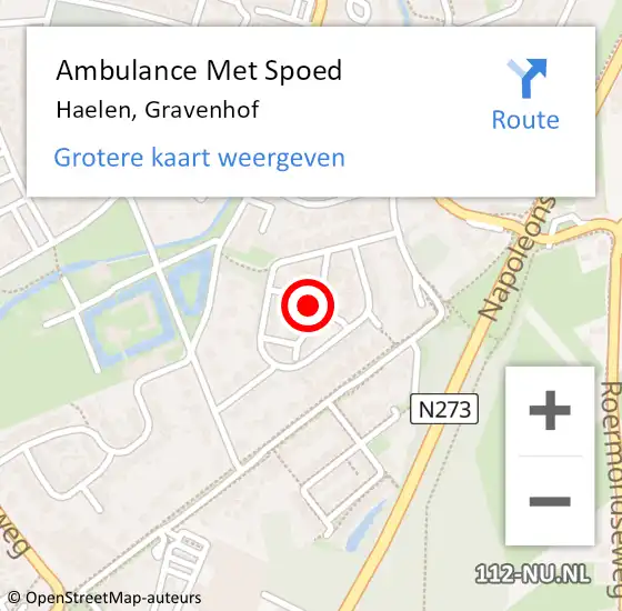 Locatie op kaart van de 112 melding: Ambulance Met Spoed Naar Haelen, Gravenhof op 14 april 2018 20:48