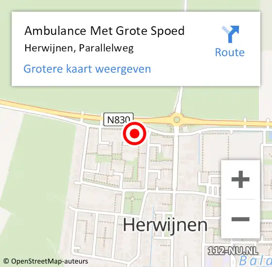 Locatie op kaart van de 112 melding: Ambulance Met Grote Spoed Naar Herwijnen, Parallelweg op 14 april 2018 21:01