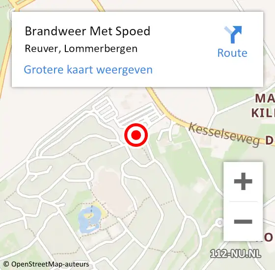 Locatie op kaart van de 112 melding: Brandweer Met Spoed Naar Reuver, Lommerbergen op 14 april 2018 22:11