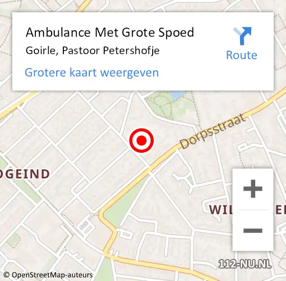 Locatie op kaart van de 112 melding: Ambulance Met Grote Spoed Naar Goirle, Pastoor Petershofje op 14 april 2018 22:12