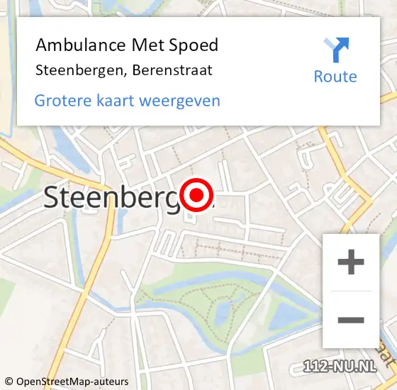 Locatie op kaart van de 112 melding: Ambulance Met Spoed Naar Steenbergen, Berenstraat op 14 april 2018 22:56