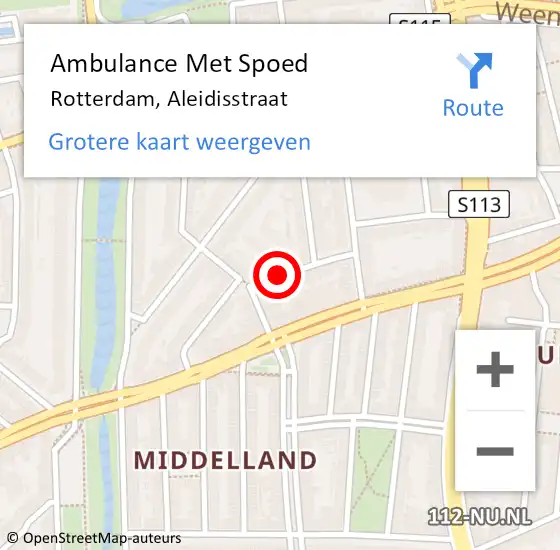 Locatie op kaart van de 112 melding: Ambulance Met Spoed Naar Rotterdam, Aleidisstraat op 14 april 2018 23:05