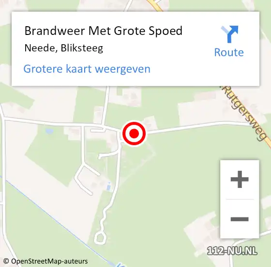 Locatie op kaart van de 112 melding: Brandweer Met Grote Spoed Naar Neede, Bliksteeg op 14 april 2018 23:16