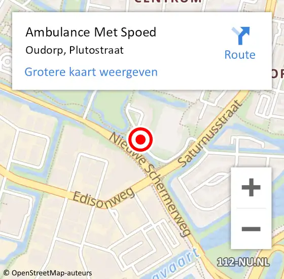 Locatie op kaart van de 112 melding: Ambulance Met Spoed Naar Oudorp, Plutostraat op 14 april 2018 23:19