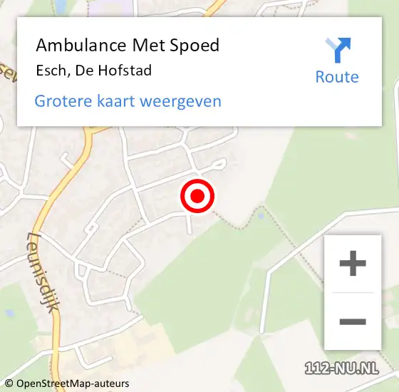 Locatie op kaart van de 112 melding: Ambulance Met Spoed Naar Esch, De Hofstad op 15 april 2018 00:04