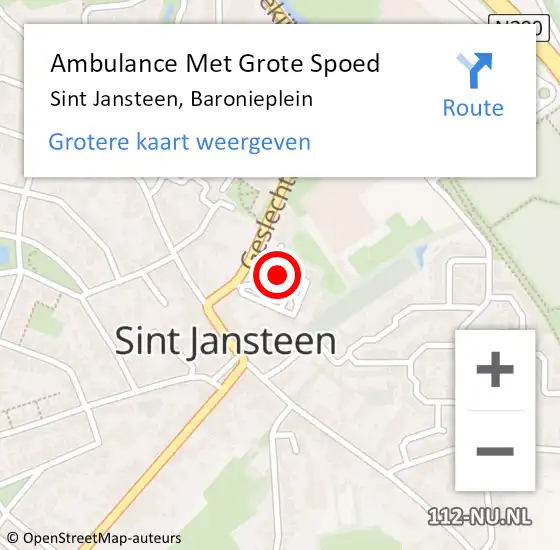 Locatie op kaart van de 112 melding: Ambulance Met Grote Spoed Naar Sint Jansteen, Baronieplein op 15 april 2018 00:09
