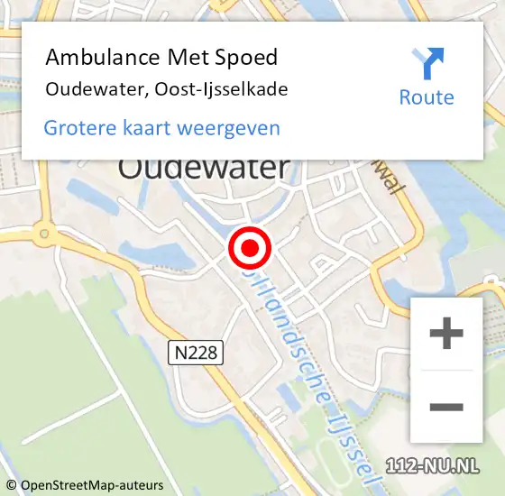 Locatie op kaart van de 112 melding: Ambulance Met Spoed Naar Oudewater, Oost-Ijsselkade op 15 april 2018 00:15