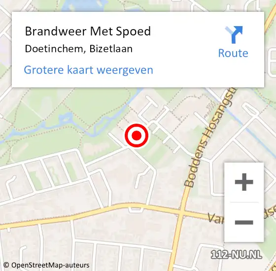 Locatie op kaart van de 112 melding: Brandweer Met Spoed Naar Doetinchem, Bizetlaan op 15 april 2018 00:16