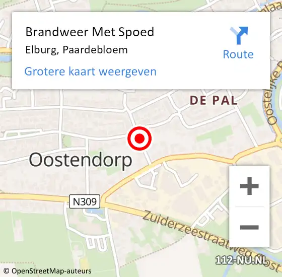 Locatie op kaart van de 112 melding: Brandweer Met Spoed Naar Elburg, Paardebloem op 15 april 2018 00:30