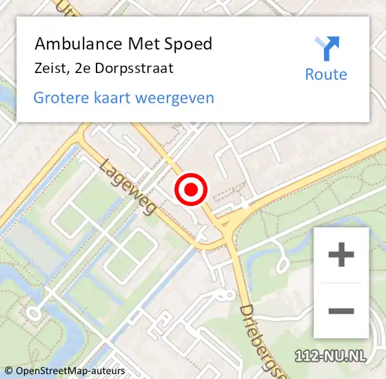 Locatie op kaart van de 112 melding: Ambulance Met Spoed Naar Zeist, 2e Dorpsstraat op 15 april 2018 02:12