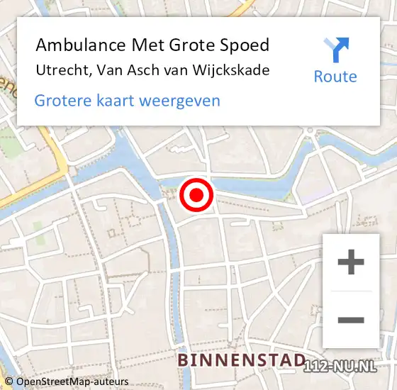 Locatie op kaart van de 112 melding: Ambulance Met Grote Spoed Naar Utrecht, Van Asch van Wijckskade op 15 april 2018 02:19