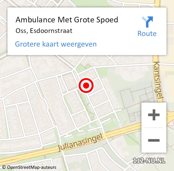 Locatie op kaart van de 112 melding: Ambulance Met Grote Spoed Naar Oss, Esdoornstraat op 15 april 2018 03:07