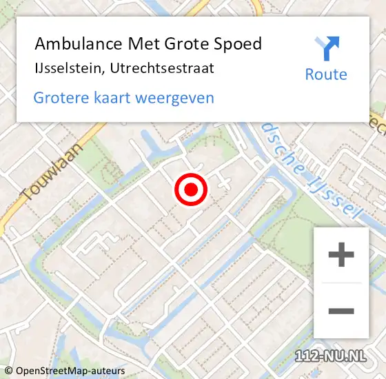 Locatie op kaart van de 112 melding: Ambulance Met Grote Spoed Naar IJsselstein, Utrechtsestraat op 15 april 2018 03:48